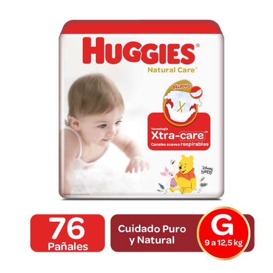 Pañales Huggies Natural Care Talla G - 76uds Q175.00