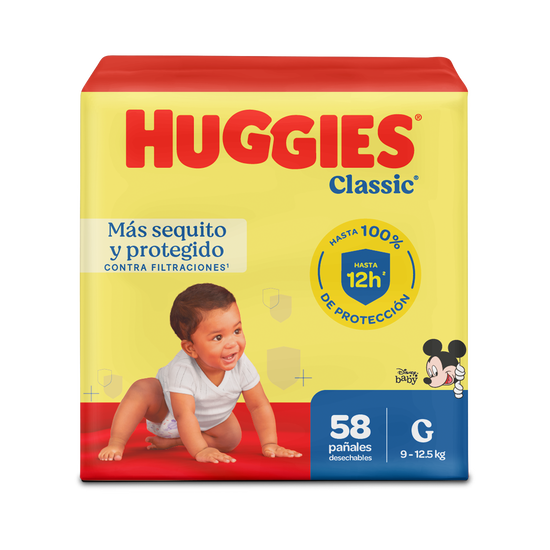 Pañales Huggies Classic Talla G - 58uds Q75.65