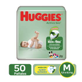 Pañales Huggies Active Sec Xtra-Flex Talla M; 50uds
