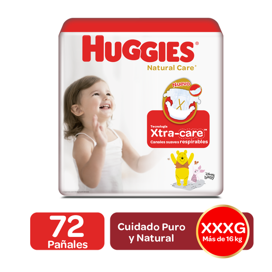 Pañales Huggies Natural Care Talla XXXG - 72uds Q260.00