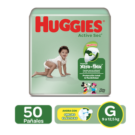 Pañales Huggies Active Sec Xtra-Flex Talla G; 50uds