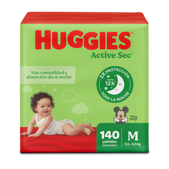 Pañales Huggies Active Sec Talla M - 144uds