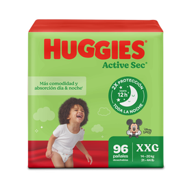 Pañales Huggies Active Sec Talla XXG - 96 uds