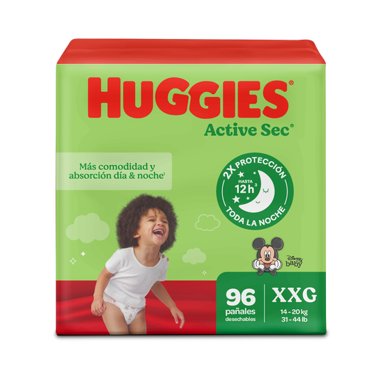 Pañales Huggies Active Sec Talla XXG - 96 uds