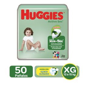 Pañales Huggies Active Sec Xtra-Flex Talla XG; 50uds